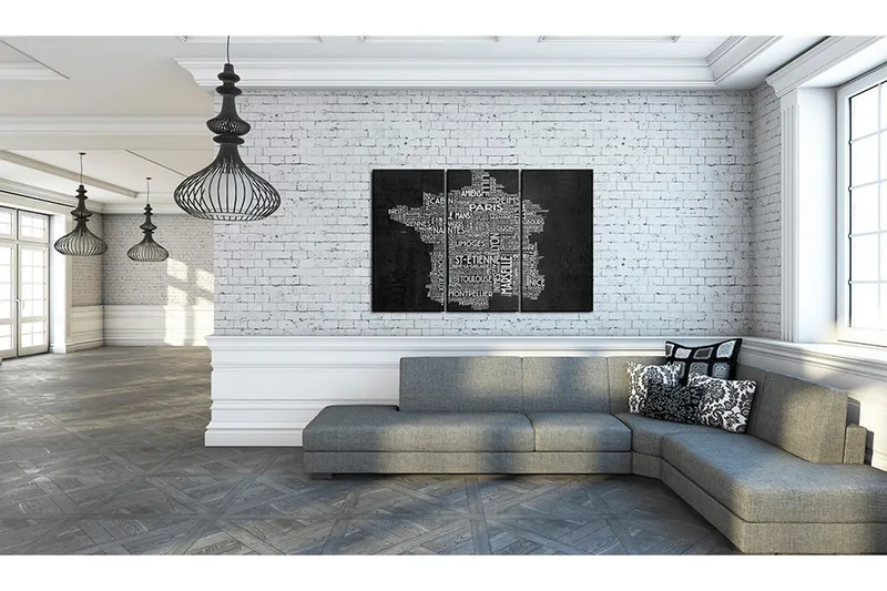Taulu Text map of France triptych 90x60, Artgeist sp. z o. o.