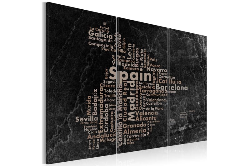 Taulu Text Map Of Spain On The Blackboard Triptych 60x40, Artgeist sp. z o. o.