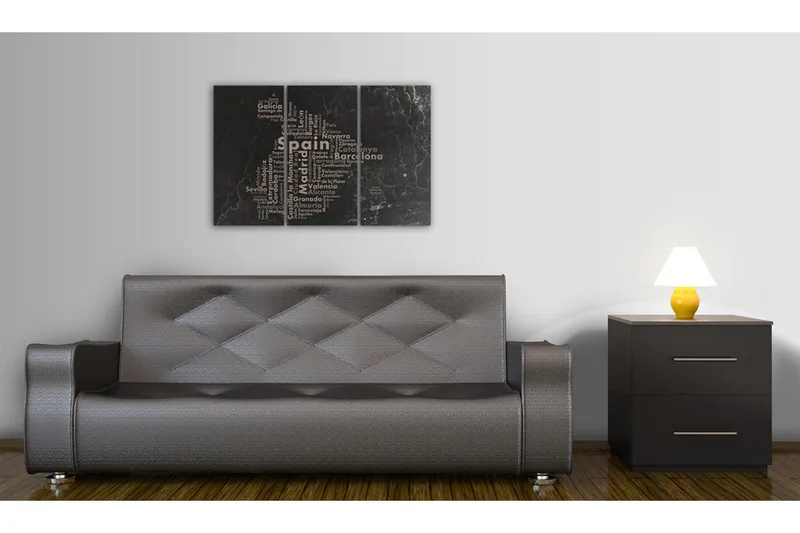 Taulu Text map of Spain on the blackboard triptych 90x60, Artgeist sp. z o. o.