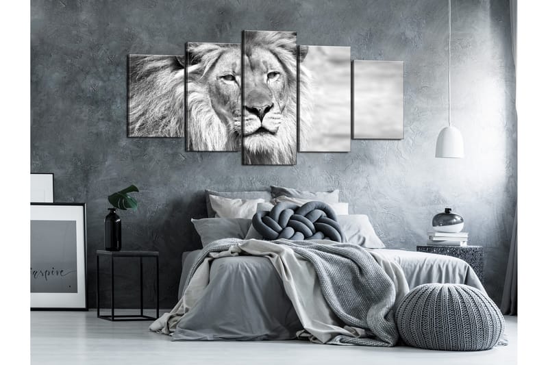 Taulu The King Of Beasts 5 Parts Wide B&W 100x50 - Artgeist sp. z o. o. - Sisustustuotteet - Taulu & taide - Canvas-taulu