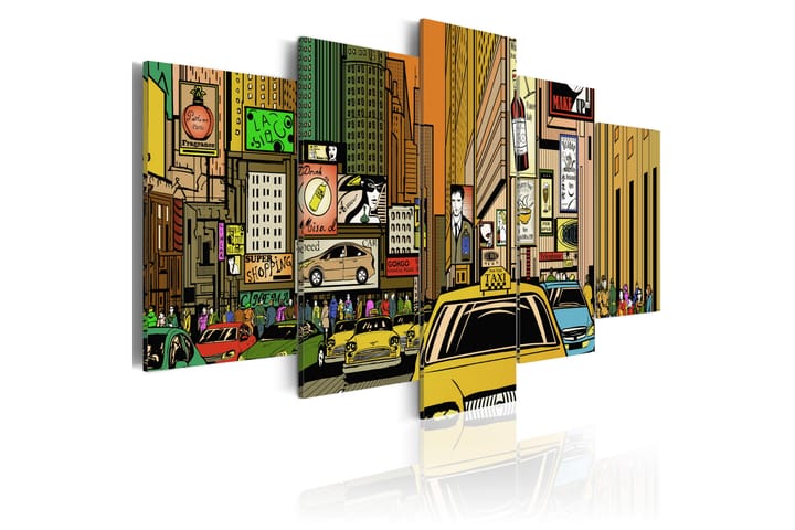 Taulu The Streets Of New York City In Cartoons 200x100 - Artgeist sp. z o. o. - Canvas-taulu - Seinäkoristeet