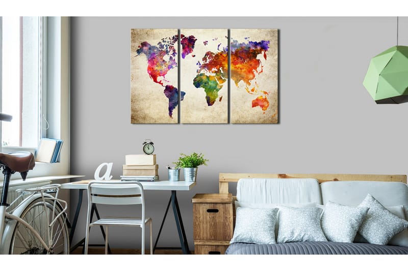 Taulu The World's Map In Watercolor 90x60 - Artgeist sp. z o. o. - Sisustustuotteet - Taulu & taide - Canvas-taulu