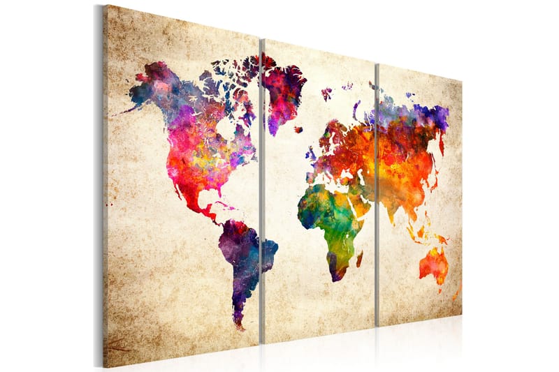 Taulu The World's Map In Watercolor 90x60, Artgeist sp. z o. o.