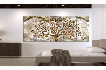 Taulu Tree And Waves 5 Parts Brown 200x80 - Ruskea - Sisustustuotteet - Taulu & taide - Canvas-taulu
