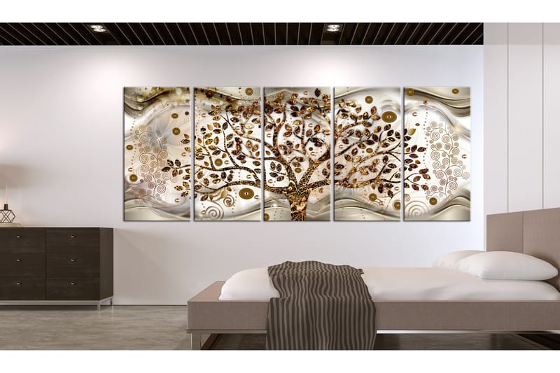 Taulu Tree And Waves 5 Parts Brown 225x90 - Artgeist sp. z o. o. - Sisustustuotteet - Taulu & taide - Canvas-taulu