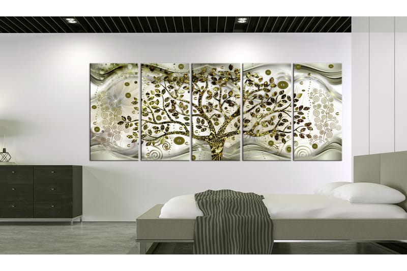 Taulu Tree And Waves 5 Parts Green 200x80 - Artgeist sp. z o. o. - Sisustustuotteet - Taulu & taide - Canvas-taulu