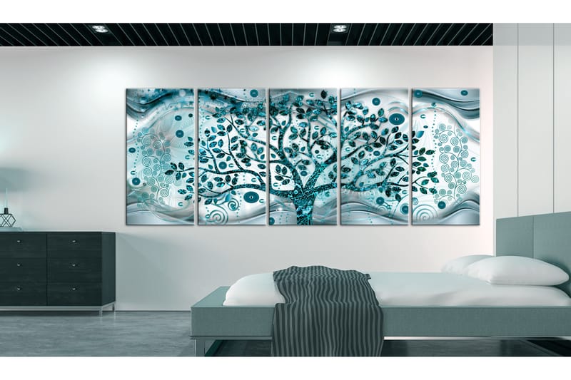 Taulu Tree And Waves 5 Parts Blue 225x90 - Artgeist sp. z o. o. - Sisustustuotteet - Taulu & taide - Canvas-taulu