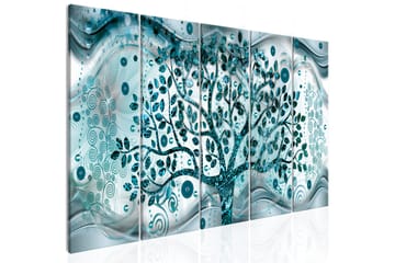 Taulu Tree And Waves 5 Parts Blue 200x80