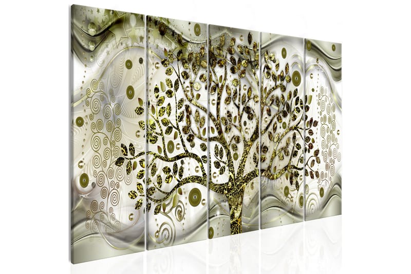 Taulu Tree And Waves 5 Parts Green 225x90 - Artgeist sp. z o. o. - Sisustustuotteet - Taulu & taide - Canvas-taulu