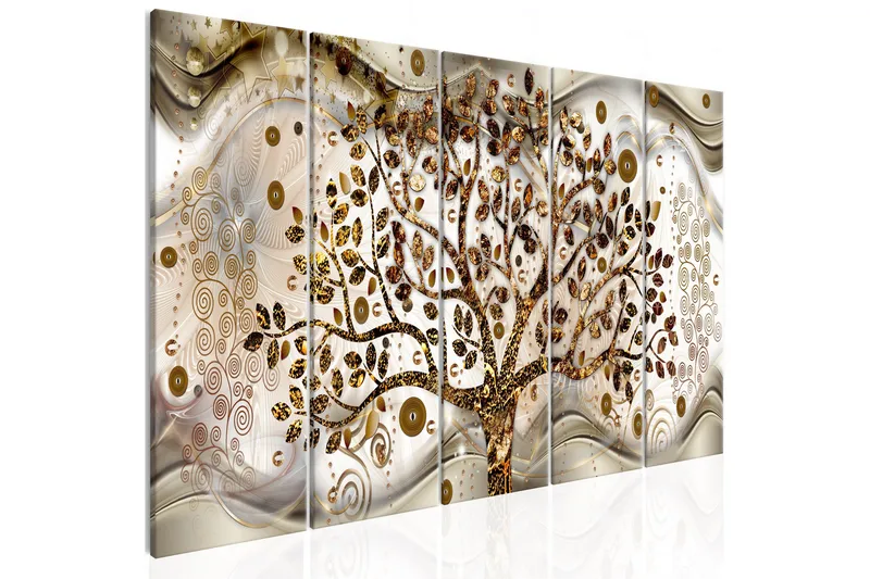 Taulu Tree And Waves 5 Parts Brown 225x90 - Artgeist sp. z o. o. - Sisustustuotteet - Taulu & taide - Canvas-taulu