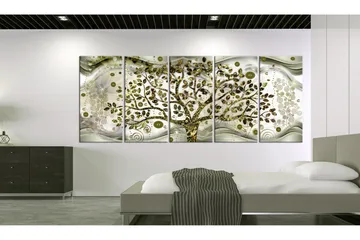 Taulu Tree And Waves 5 Parts Green 225x90 - Artgeist sp. z o. o. - Sisustustuotteet - Taulu & taide - Canvas-taulu