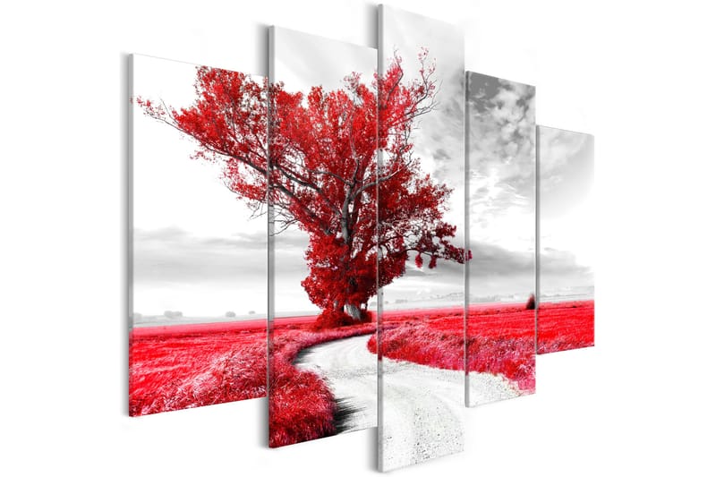 Taulu Tree Near The Road 5 Parts Red 100x50 - Artgeist sp. z o. o. - Sisustustuotteet - Taulu & taide - Canvas-taulu