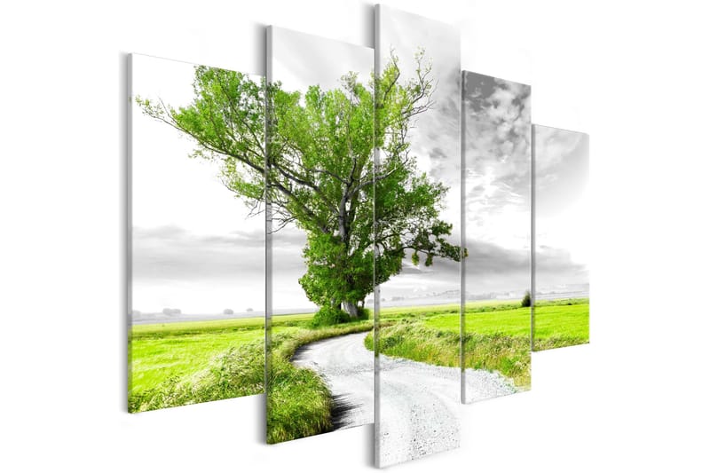 Taulu Tree Near The Road 5 Parts Green 100x50, Artgeist sp. z o. o.