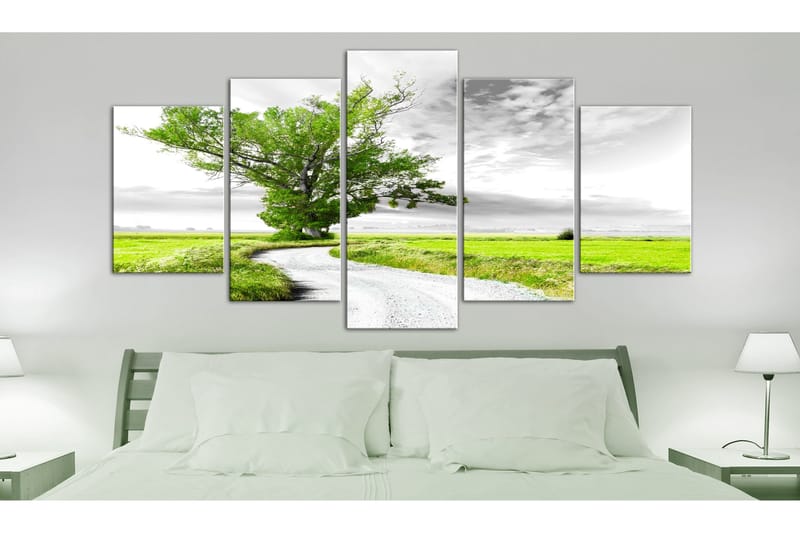 Taulu Tree Near The Road 5 Parts Green 100x50 - Artgeist sp. z o. o. - Sisustustuotteet - Taulu & taide - Canvas-taulu