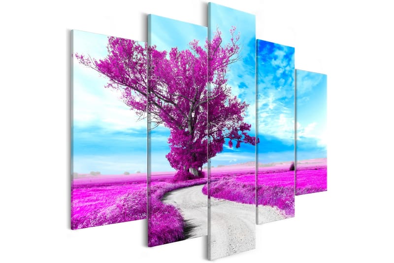 Taulu Tree Near The Road 5 Parts Violet 100x50, Artgeist sp. z o. o.