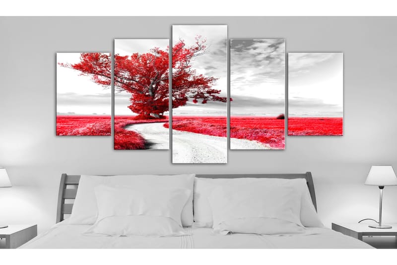 Taulu Tree Near The Road 5 Parts Red 100x50 - Artgeist sp. z o. o. - Sisustustuotteet - Taulu & taide - Canvas-taulu