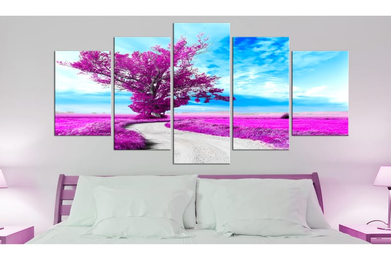 Taulu Tree Near The Road 5 Parts Violet 100x50 - Artgeist sp. z o. o. - Sisustustuotteet - Taulu & taide - Canvas-taulu