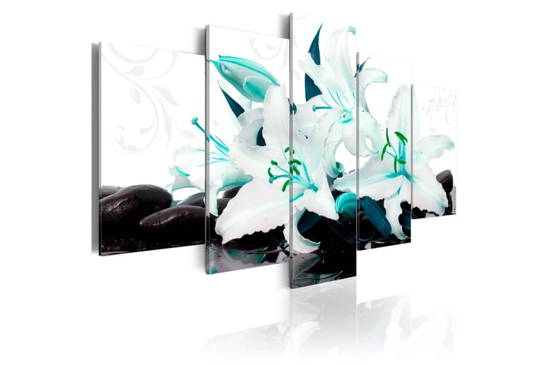 Taulu Turquoise Lilies And Stones 200x100, Artgeist sp. z o. o.
