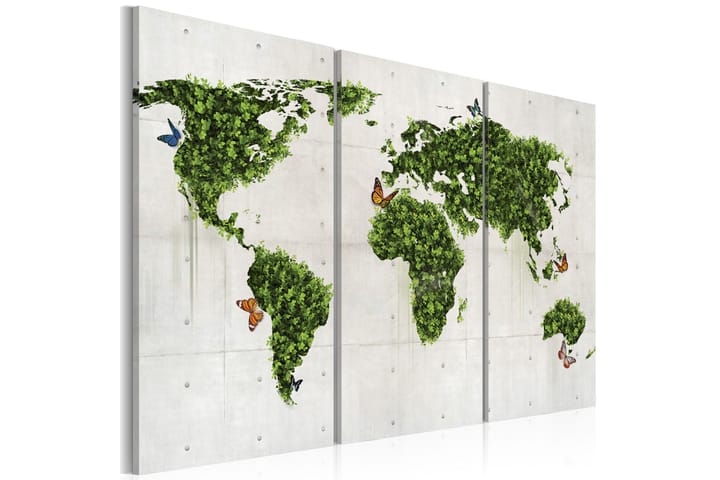 Taulu Vihreä maa Perhoset Triptyykki 90x60 - Artgeist sp. z o. o. - Canvas-taulu - Seinäkoristeet