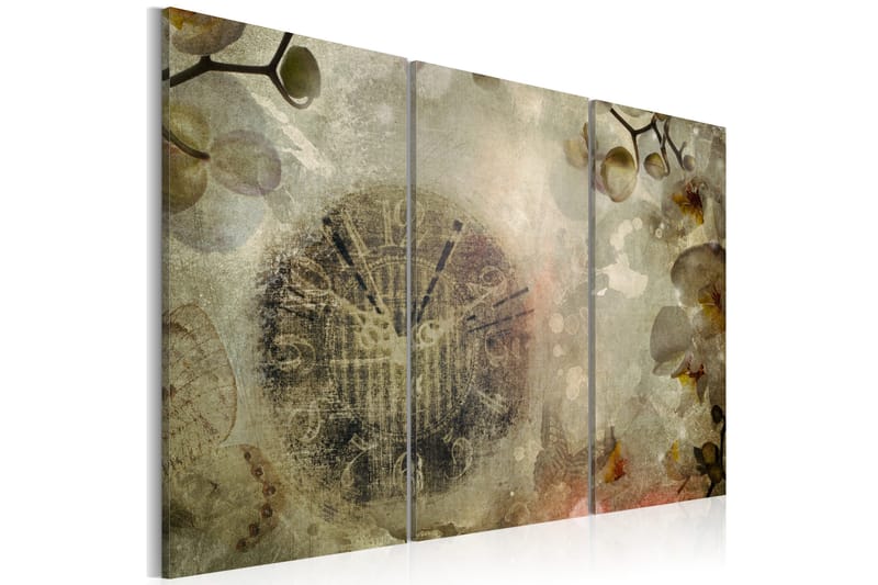 Taulu Vintage Clock And Orchid Triptych 60x40, Artgeist sp. z o. o.