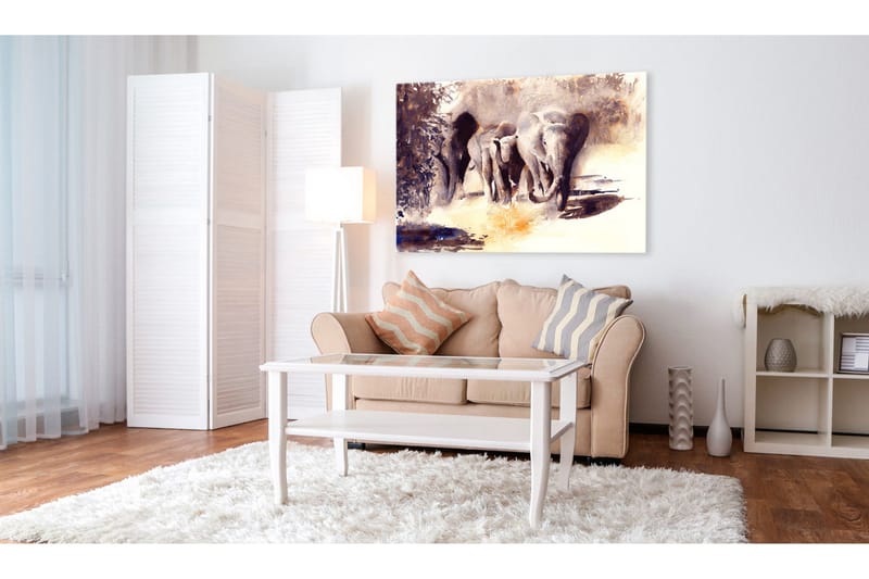 Taulu Watercolour Elephants 90x60 - Artgeist sp. z o. o. - Sisustustuotteet - Taulu & taide - Canvas-taulu