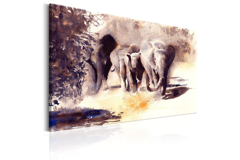 Taulu Watercolour Elephants 90x60 - Artgeist sp. z o. o. - Sisustustuotteet - Taulu & taide - Canvas-taulu