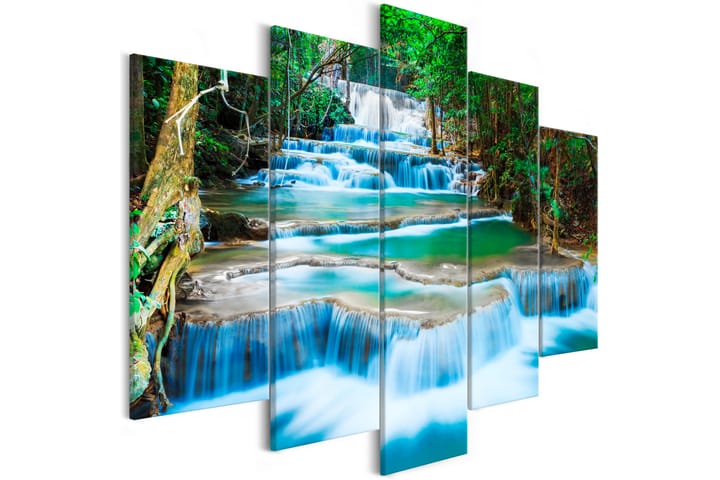 Taulu Waterfall in Kanchanaburi (5 Parts) Wide 225x100 - Artgeist sp. z o. o. - Canvas-taulu - Seinäkoristeet