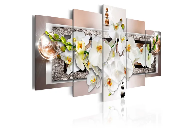 Taulu White Abstract Orchid 100x50, Artgeist sp. z o. o.