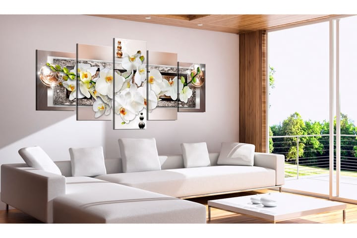 Taulu White Abstract Orchid 200x100 - Artgeist sp. z o. o. - Seinäkoristeet - Canvas-taulu