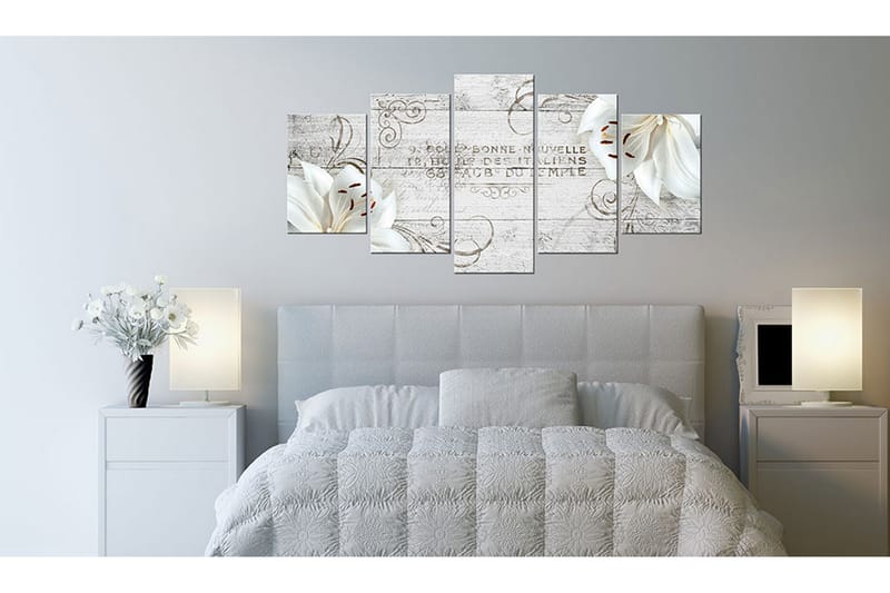 Taulu White Lilies On Wood 100x50 - Artgeist sp. z o. o. - Sisustustuotteet - Taulu & taide - Canvas-taulu