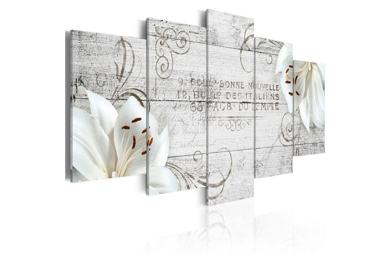 Taulu White Lilies On Wood 100x50, Artgeist sp. z o. o.
