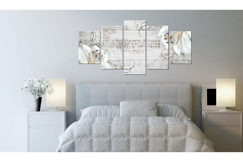 Taulu White Lilies On Wood 200x100 - Artgeist sp. z o. o. - Sisustustuotteet - Taulu & taide - Canvas-taulu