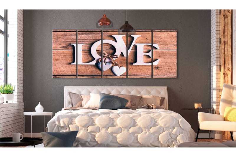 Taulu Wooden Letters 5 Parts Narrow 225x90 - Artgeist sp. z o. o. - Sisustustuotteet - Taulu & taide - Canvas-taulu