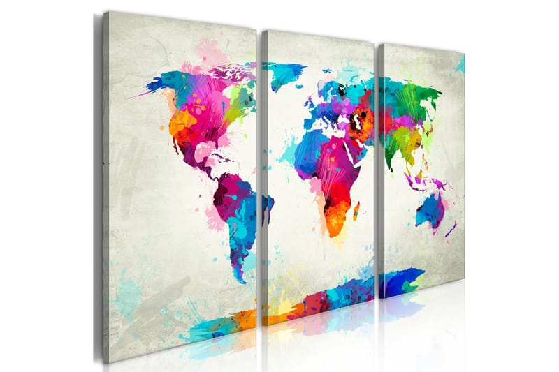 Taulu World Map An Explosion Of Colors 60x40 - Artgeist sp. z o. o. - Canvas-taulu - Seinäkoristeet