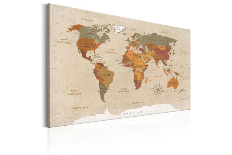 Taulu World Map: Beige Chic 120x80 - Artgeist sp. z o. o. - Sisustustuotteet - Taulu & taide - Canvas-taulu