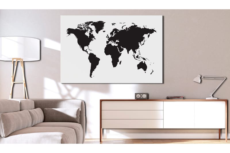 Taulu World Map: Black & White Elegance 120x80, Artgeist sp. z o. o.
