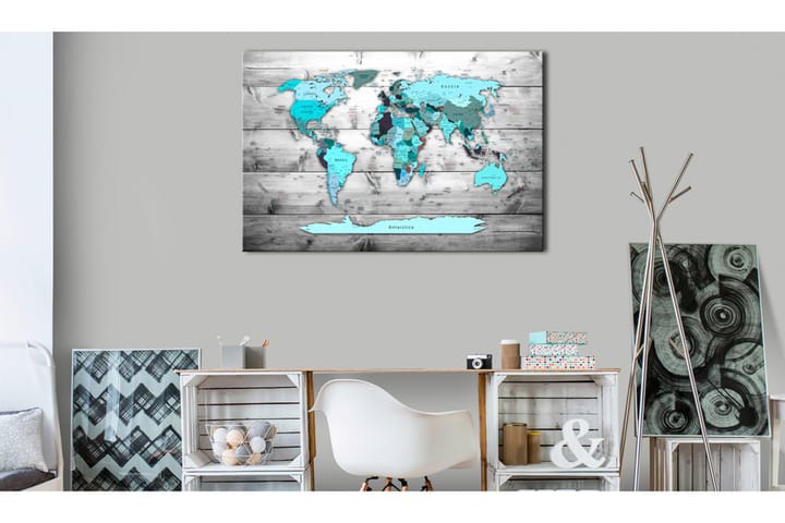 Taulu World Map: Blue World 120x80 - Artgeist sp. z o. o. - Canvas-taulu - Seinäkoristeet