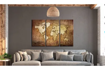 Taulu World Map Brown Texture 120x80 - Artgeist sp. z o. o. - Sisustustuotteet - Taulu & taide - Canvas-taulu
