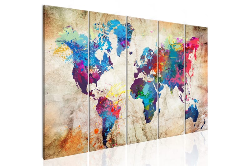 Taulu World Map: Colourful Ink Blots 200x80 - Artgeist sp. z o. o. - Sisustustuotteet - Taulu & taide - Canvas-taulu