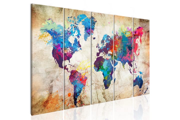 Taulu World Map: Colourful Ink Blots 200x80 - Artgeist sp. z o. o. - Canvas-taulu - Seinäkoristeet