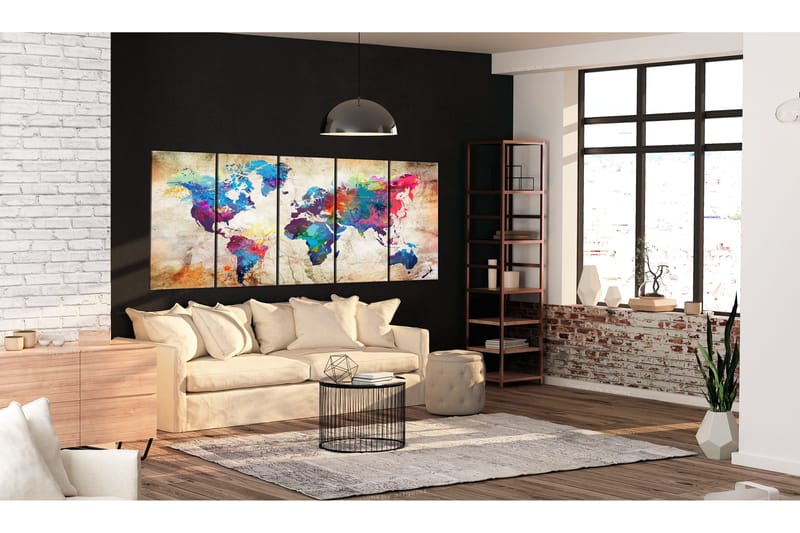 Taulu World Map: Colourful Ink Blots 200x80, Artgeist sp. z o. o.