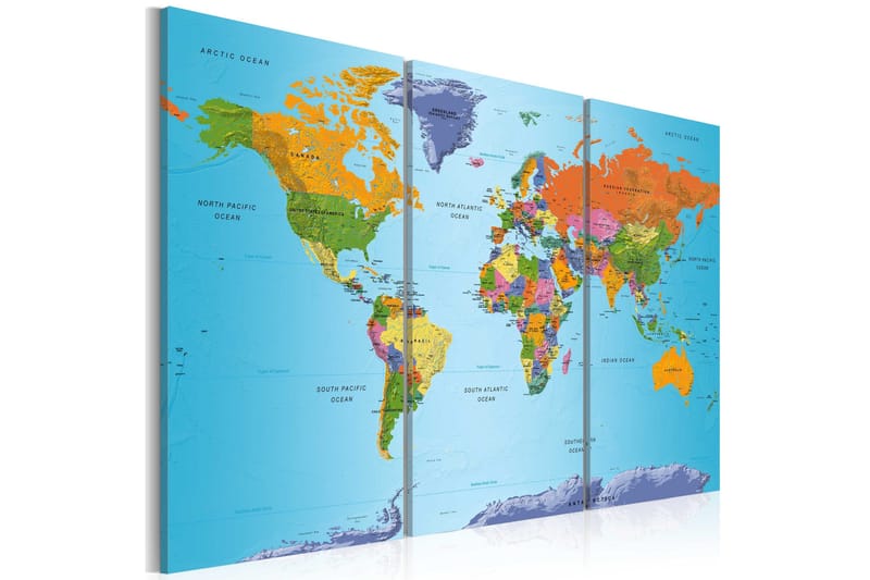 Taulu World Map Colourful Note 90x60, Artgeist sp. z o. o.