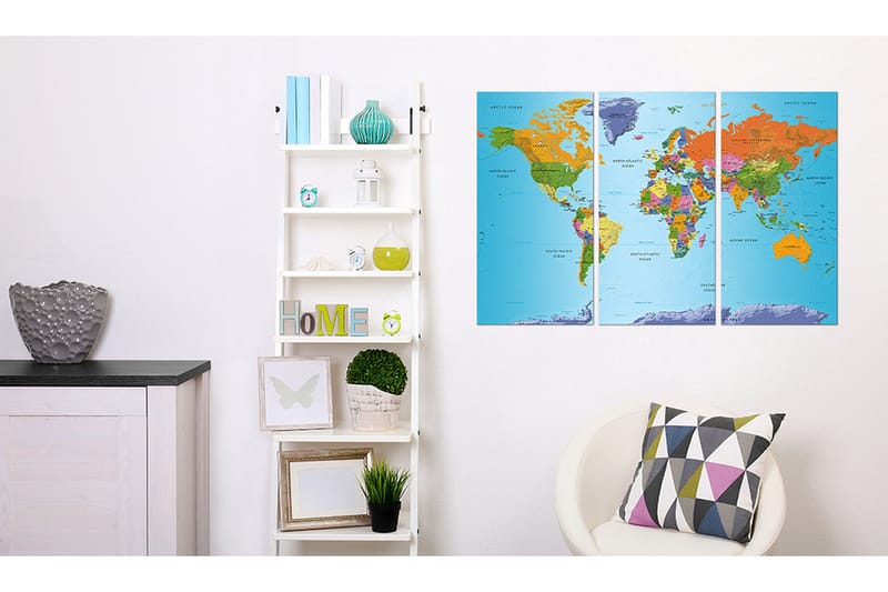 Taulu World Map Colourful Note 90x60 - Artgeist sp. z o. o. - Sisustustuotteet - Taulu & taide - Canvas-taulu
