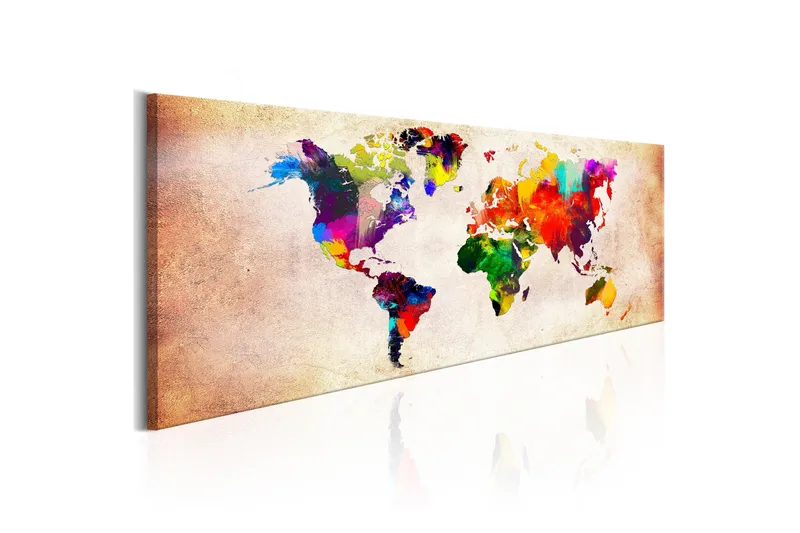 Taulu World Map Colourful Ramble 150x50, Artgeist sp. z o. o.