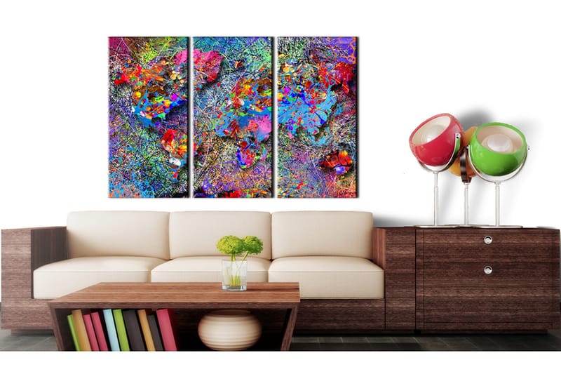 Taulu World Map Colourful Whirl 120x80 - Artgeist sp. z o. o. - Sisustustuotteet - Taulu & taide - Canvas-taulu