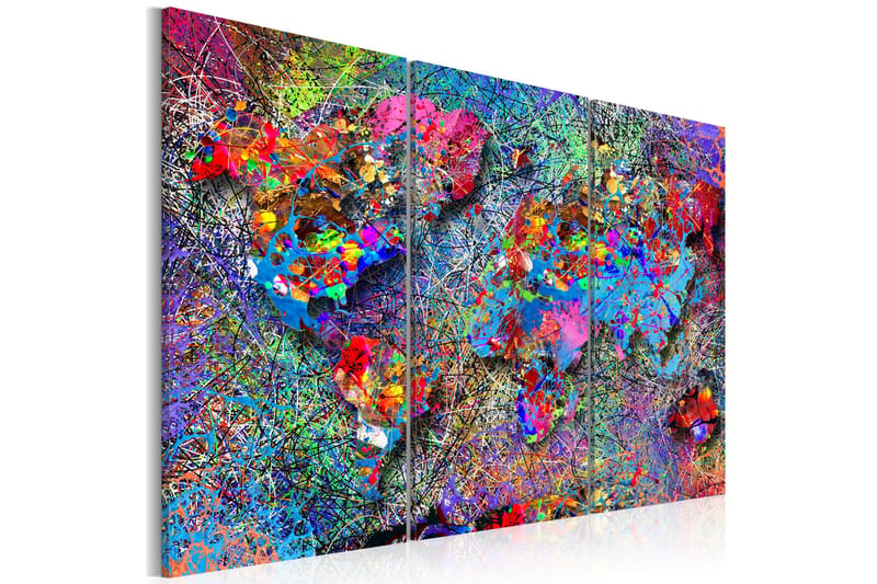 Taulu World Map Colourful Whirl 90x60, Artgeist sp. z o. o.