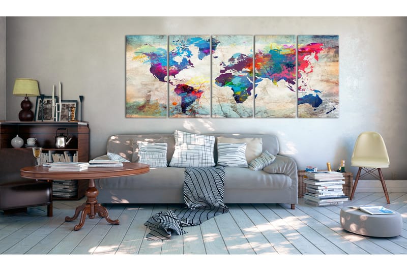 Taulu World Map: Cracked Wall 225x90 - Artgeist sp. z o. o. - Sisustustuotteet - Taulu & taide - Canvas-taulu