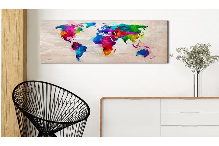 Taulu World Map Finesse Of Colours 150x50 - Artgeist sp. z o. o. - Canvas-taulu - Seinäkoristeet