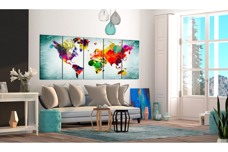 Taulu World Map Green Vignette 225x90 - Artgeist sp. z o. o. - Sisustustuotteet - Taulu & taide - Canvas-taulu