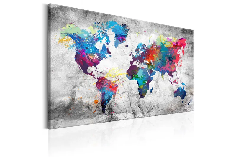 Taulu World Map: Grey Style 90x60 - Artgeist sp. z o. o. - Sisustustuotteet - Taulu & taide - Canvas-taulu